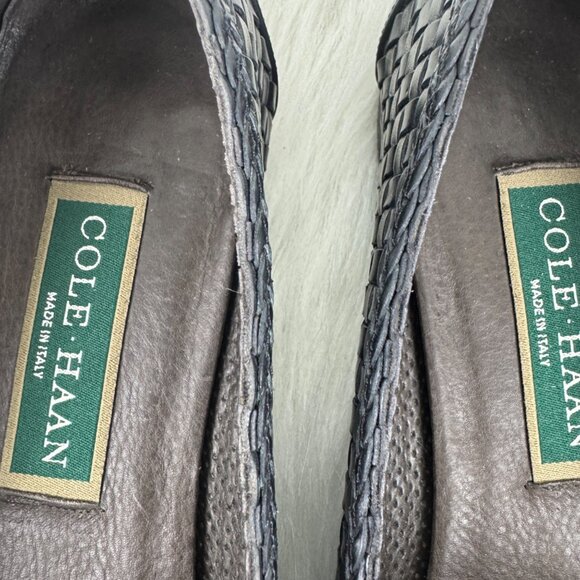 WMNS Cole Haan Megan Woven Leather Tassel Loafers Flats Sz 9B  Blk W3507 ITALY - Picture 8 of 10